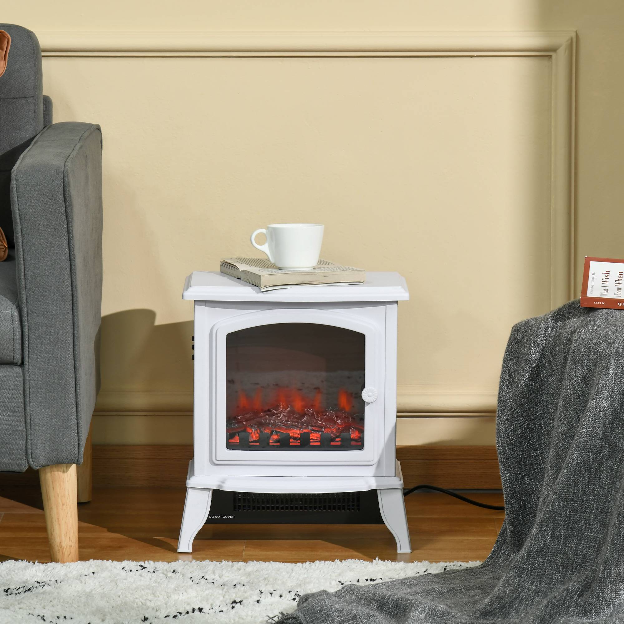 Cheminée décorative avec thermostat réglable et protection contre la surchauffe pour pièces de 20 à 25 m² 36,5 x 24 x 45,5 cm Blanc - Image 3