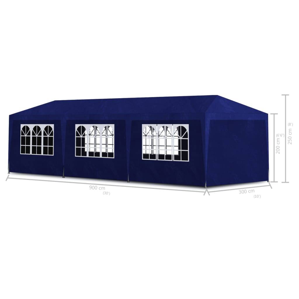Tente de réception - Tonnelle de jardin - Barnum 3 x 9 m Bleu - MEUBLE PRO - Image 6