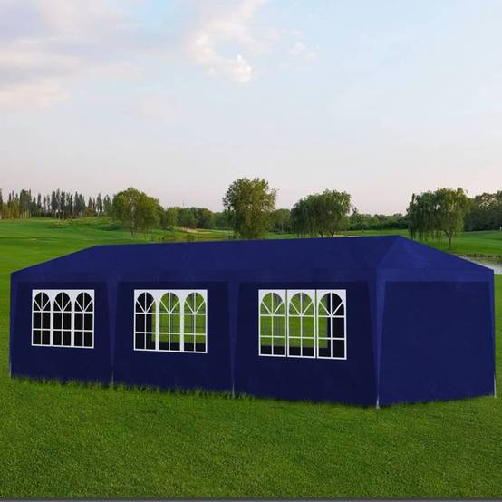 Tente de réception - Tonnelle de jardin - Barnum 3 x 9 m Bleu - MEUBLE PRO - Image 2