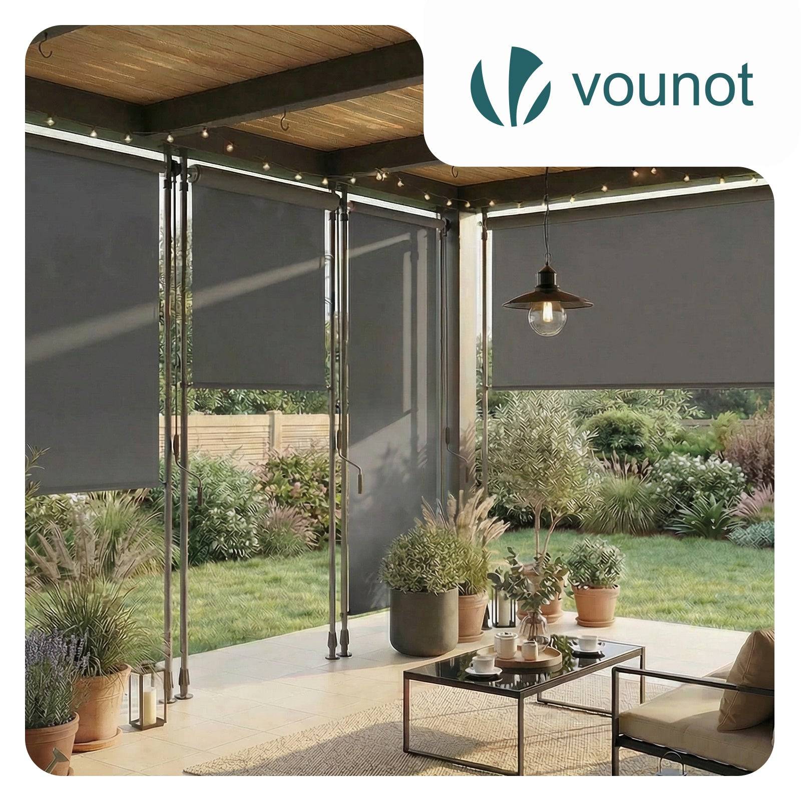Store vertical sans percage extensible exterieur 120x310cm polyester gris - Image 7