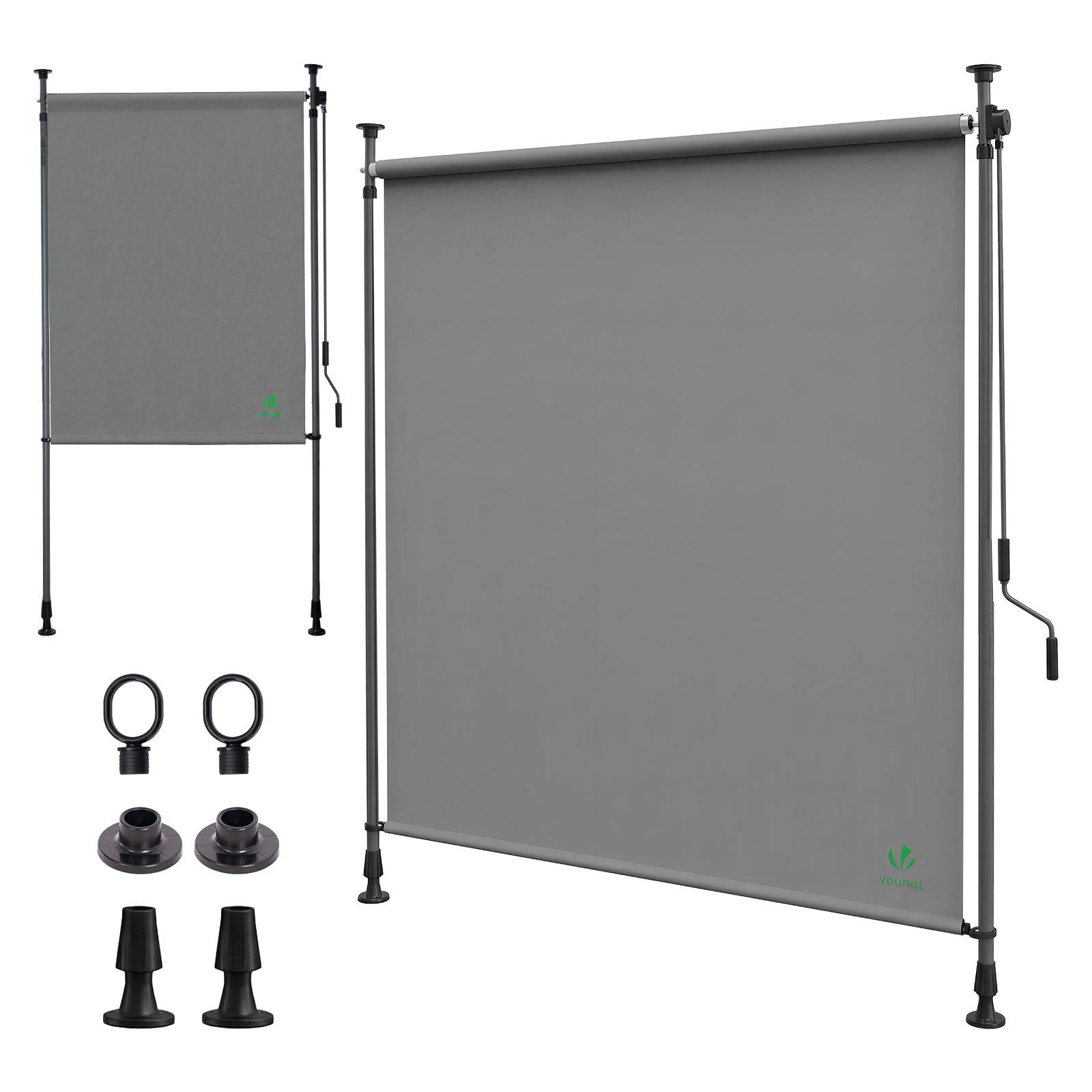 Store vertical sans percage extensible exterieur 120x310cm polyester gris - Image 1
