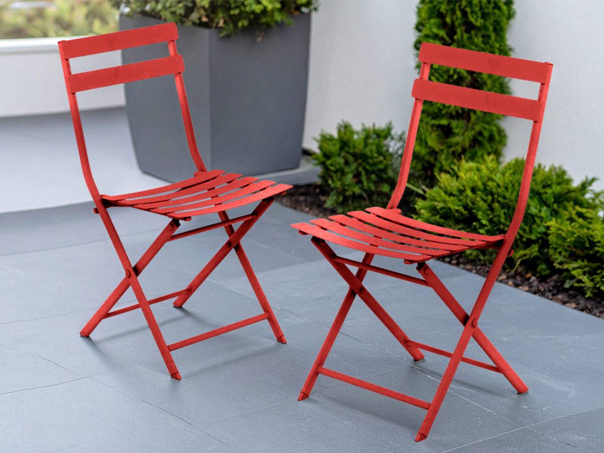 Hesperide - Lot de 2 Chaises de jardin métal pliante Greensboro Groseille - Hesperide - Imagen 2
