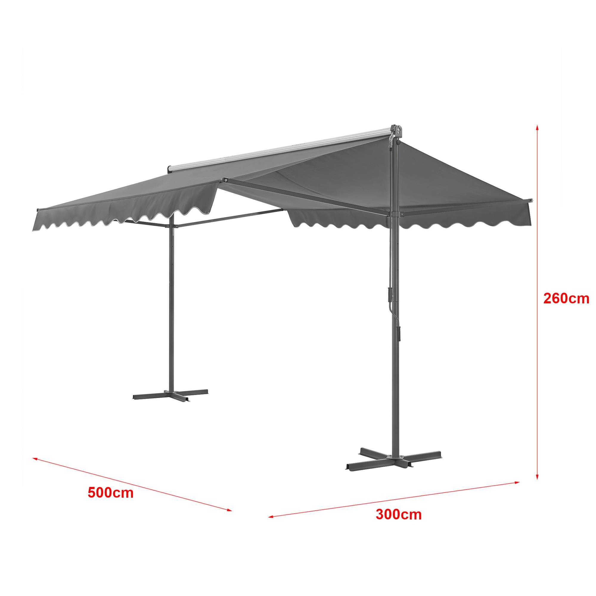 Pro.Tec - Store banne autoportant Selenizza à double pente 500 x 300 x 260 cm gris foncé [pro.tec] - Imagen 3