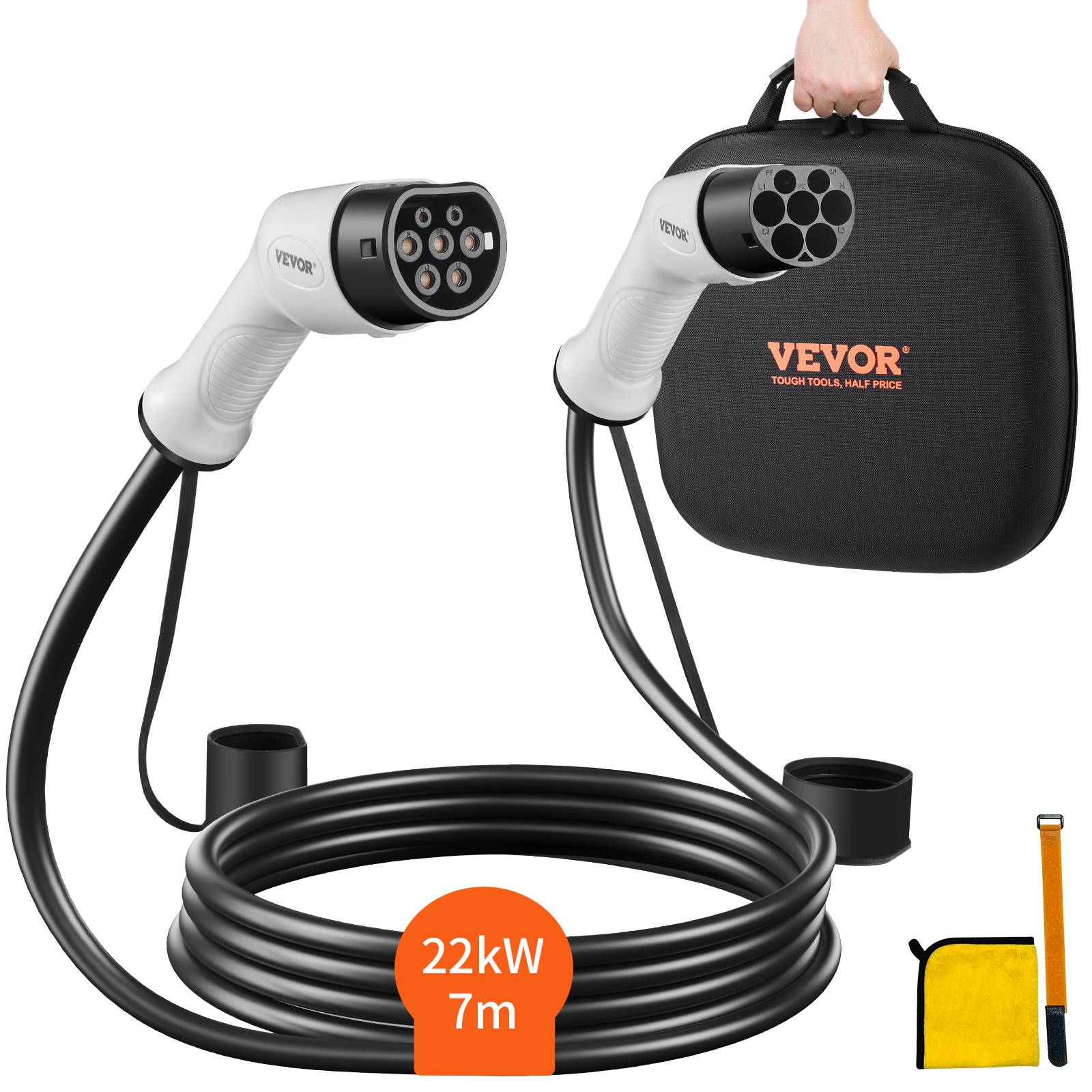 Vevor - VEVOR Câble recharge EV Type 2, 32A 22kW, 7m, IP66, sac de transport, pour véhicule électrique/hybride. - Image 1