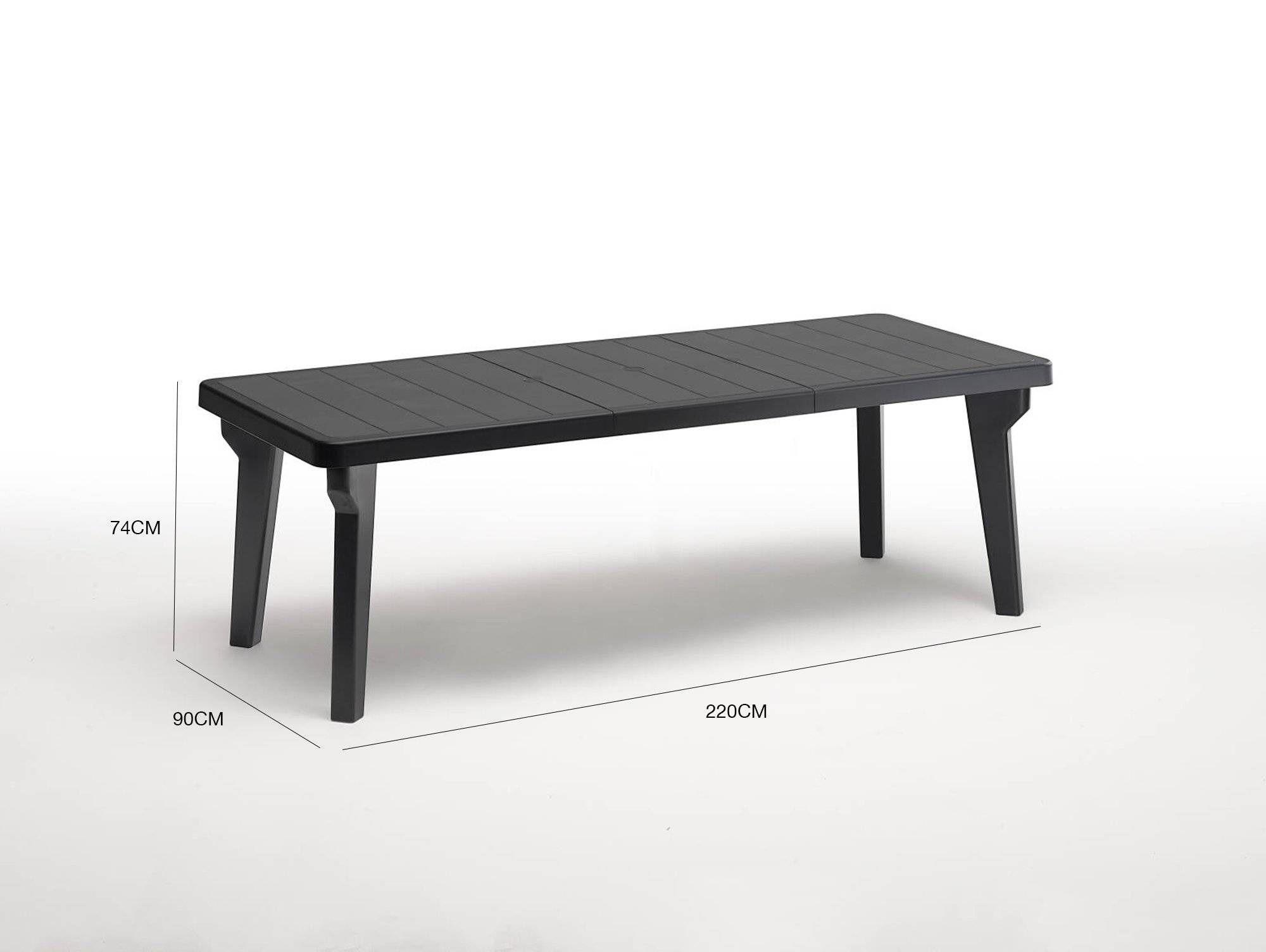 Dmora - Table d'extérieur Dhristo, Etagère rectangulaire, Table de jardin ou de bar extensible, 100% Made in Italy, 160-220x90h74 cm , Anthracite - Dmora - Imagen 3