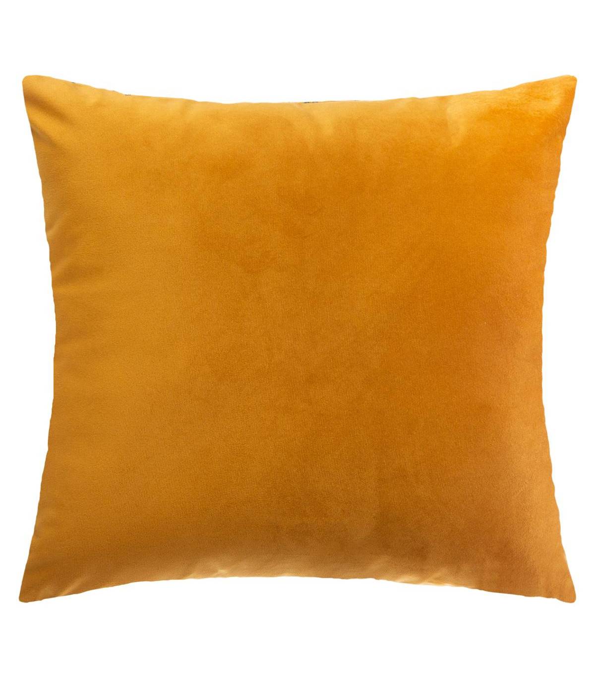 Coussin déhoussable en Velours Ocre avec motif brodé 40 x 40 cm - Imagen 2