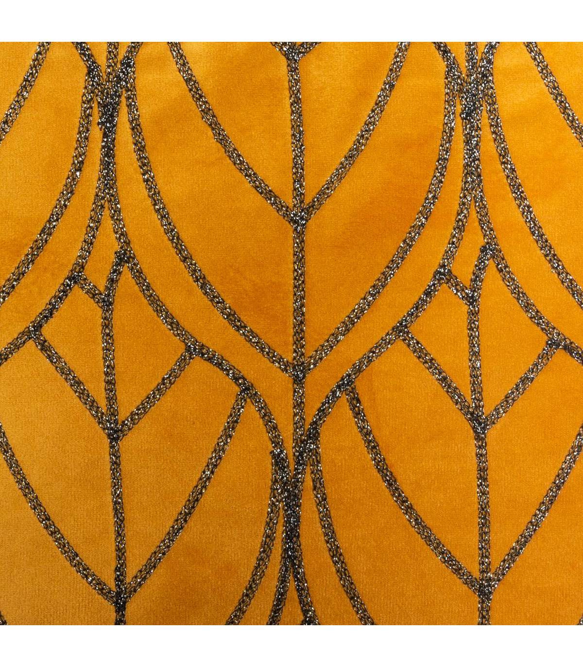 Coussin déhoussable en Velours Ocre avec motif brodé 40 x 40 cm - Imagen 4