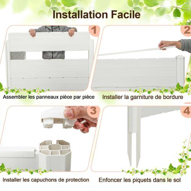 Helloshop26 - Clôtures de jardin 120 x 115 cm avec 5 piquets de sol clôture de confidentialité extérieur pour poubelle ou équipement de piscine blanc - Imagen 5