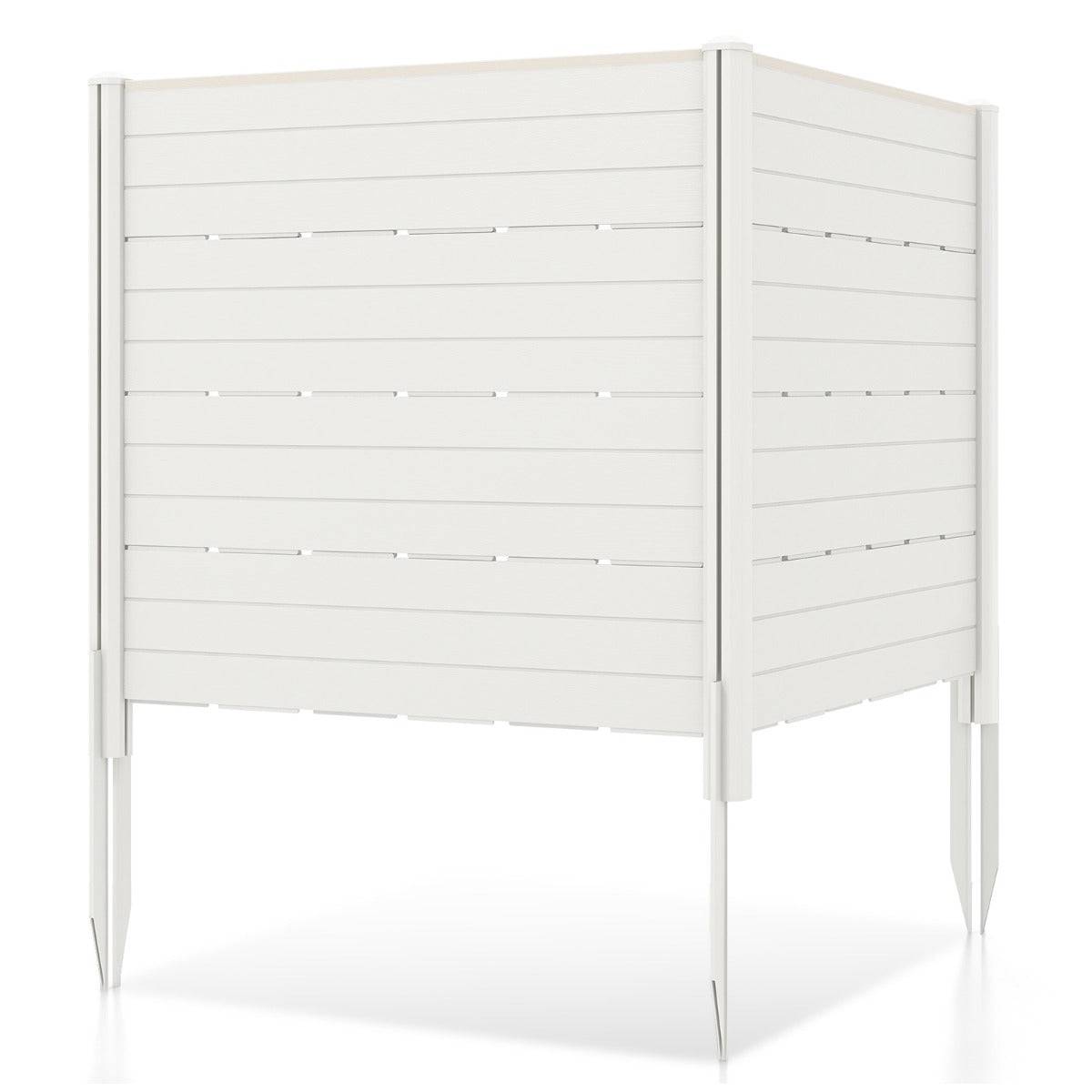 Helloshop26 - Clôtures de jardin 120 x 115 cm avec 5 piquets de sol clôture de confidentialité extérieur pour poubelle ou équipement de piscine blanc - Imagen 1