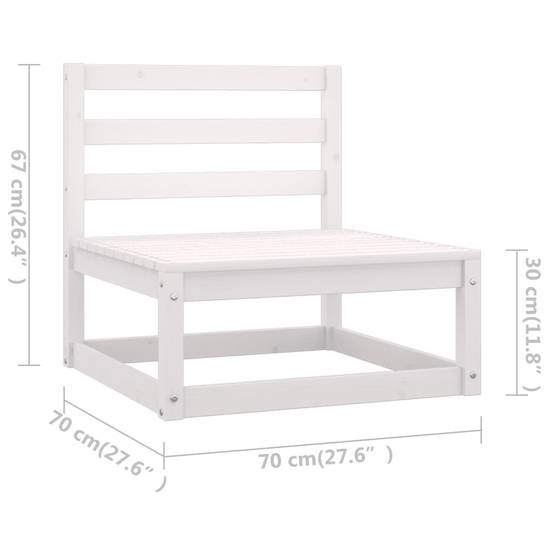 Helloshop26 - Salon de jardin meuble d'extérieur ensemble de mobilier 13 pièces avec coussins blanc bois de pin massif - Imagen 6