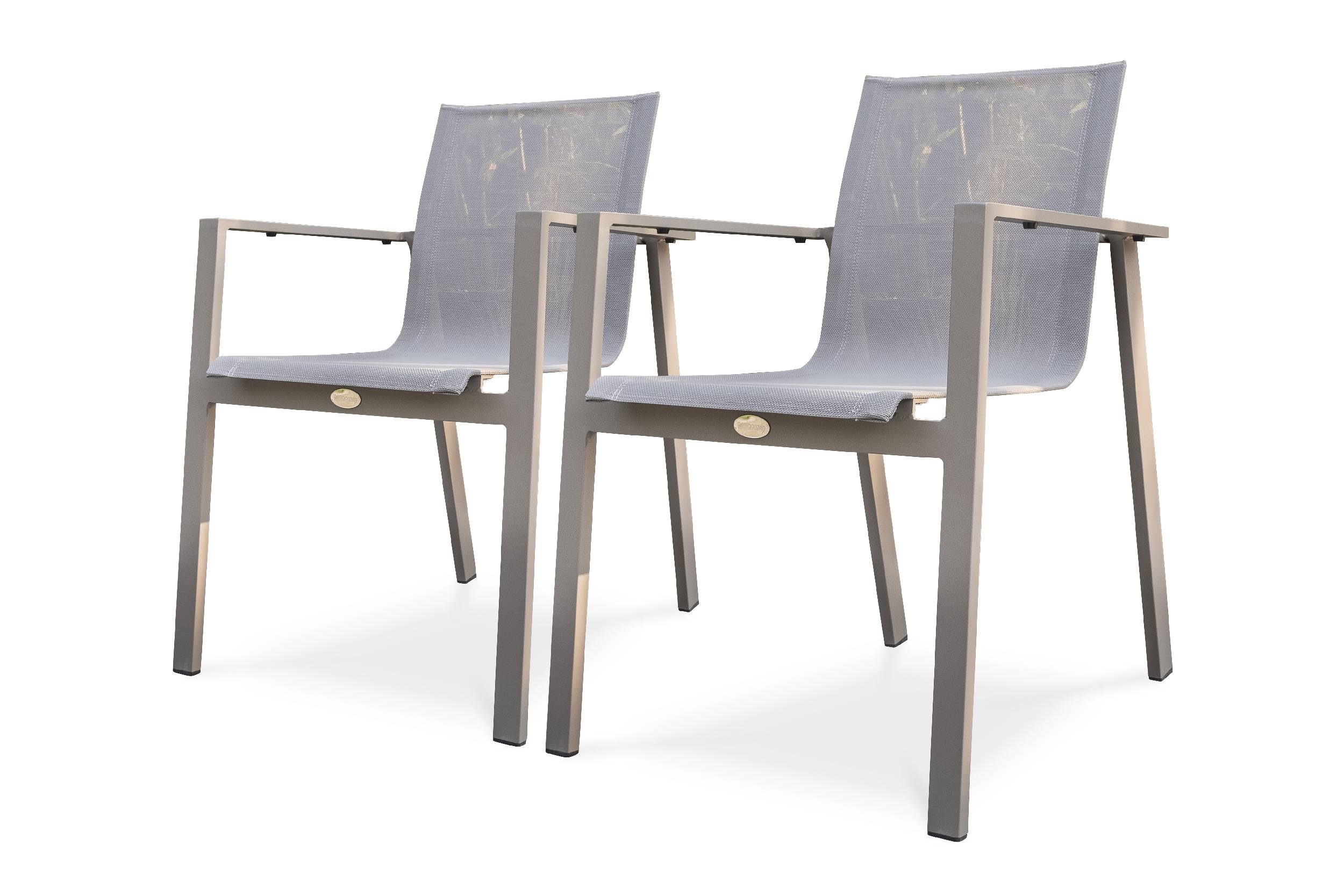 Dcb Garden - Lot de 2 fauteuils de jardin ZAHARA en aluminium et textilène taupe - DCB GARDEN - Imagen 5