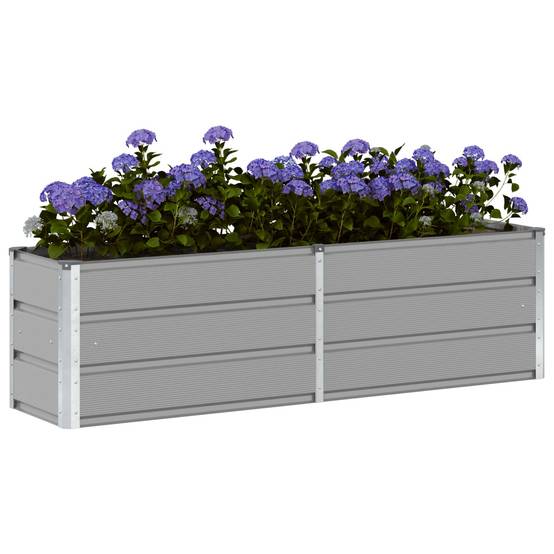 Grande jardinière rectangulaire acier bac à fleurs extérieur 160x40x45 cm Gris clair - ComfortXL Outdoor Living - Image 3
