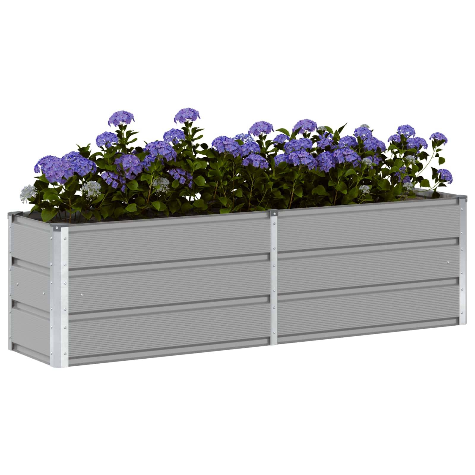 Grande jardinière rectangulaire acier bac à fleurs extérieur 160x40x45 cm Gris clair - ComfortXL Outdoor Living - Image 3