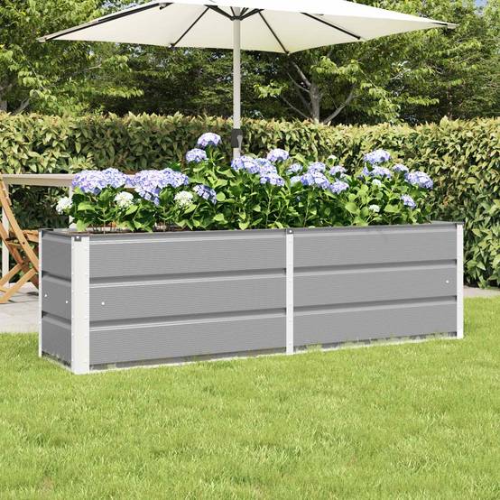 Grande jardinière rectangulaire acier bac à fleurs extérieur 160x40x45 cm Gris clair - ComfortXL Outdoor Living - Image 1