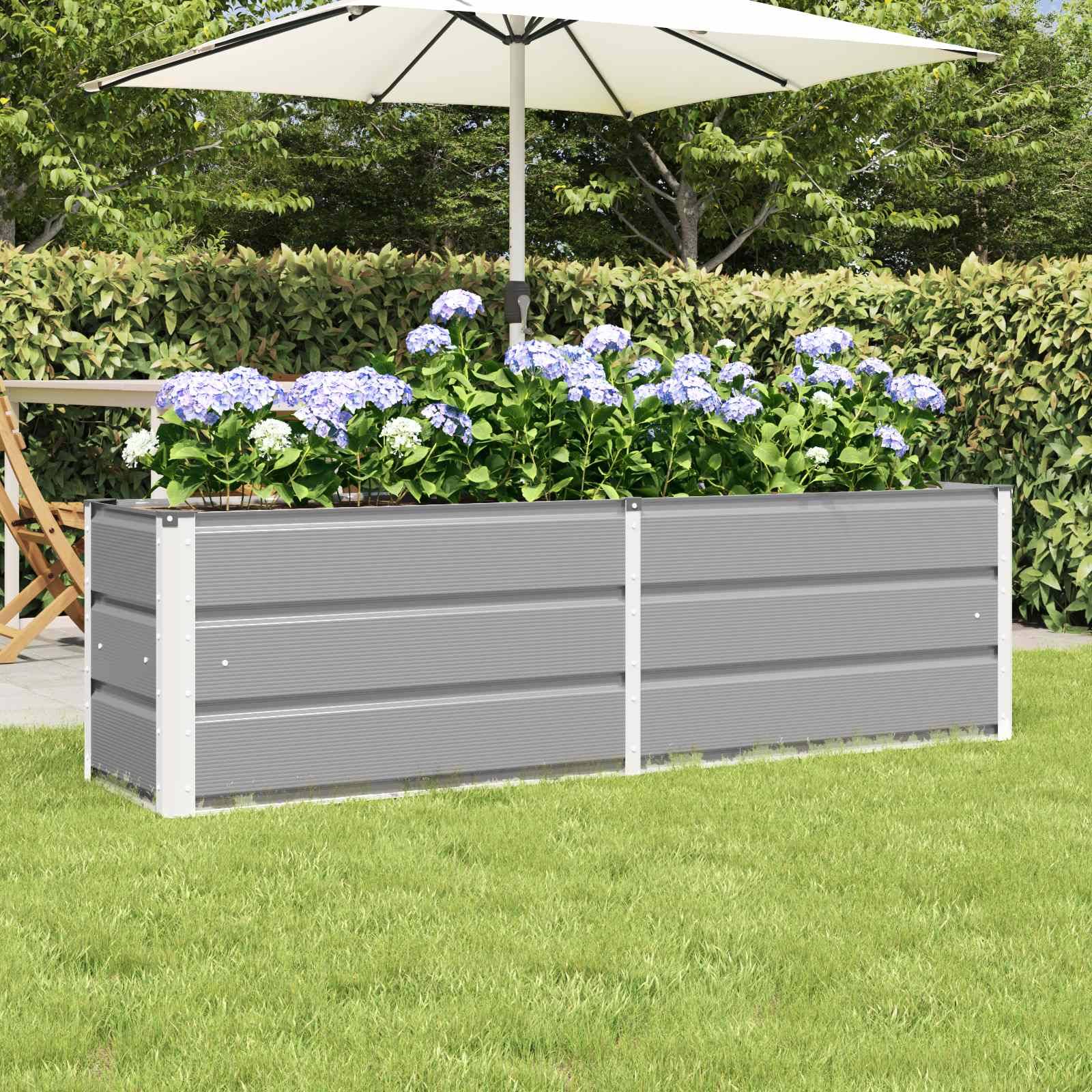 Grande jardinière rectangulaire acier bac à fleurs extérieur 160x40x45 cm Gris clair - ComfortXL Outdoor Living - Image 1