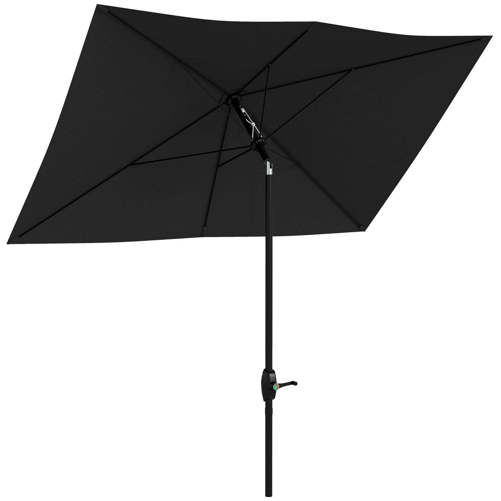 PANGIVO - Parasol rectangulaire inclinable avec manivelle en aluminium et polyester noir 290 x 200 x 248 cm - PANGIVO - Image 1