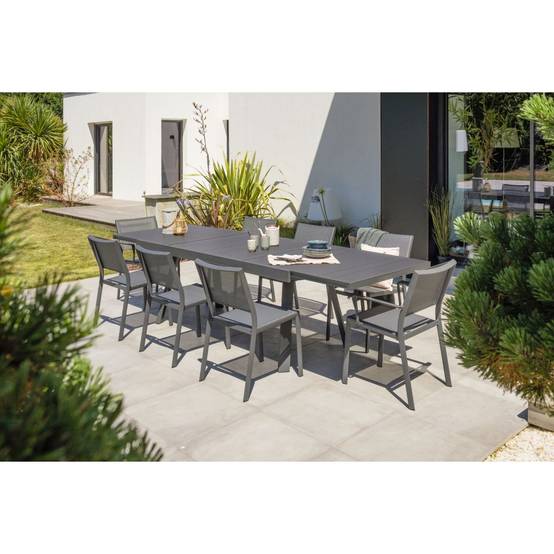 Dcb Garden - Lot de 2 fauteuils de jardin en aluminium et toile plastifiéee - Gris anthracite - STOCKHOLM - Image 6