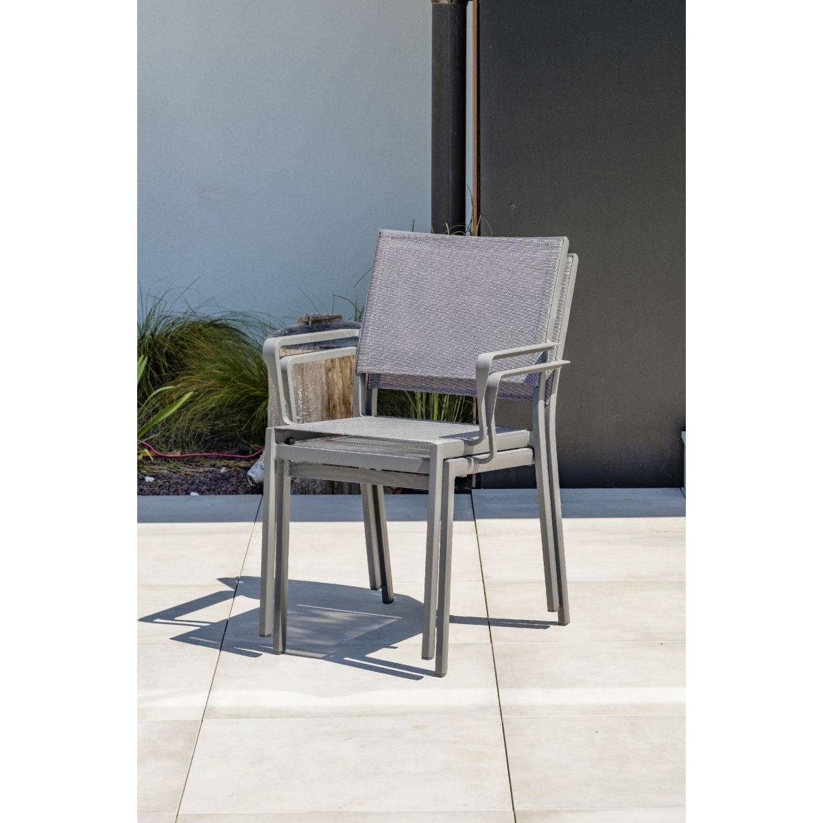 Dcb Garden - Lot de 2 fauteuils de jardin en aluminium et toile plastifiéee - Gris anthracite - STOCKHOLM - Image 5