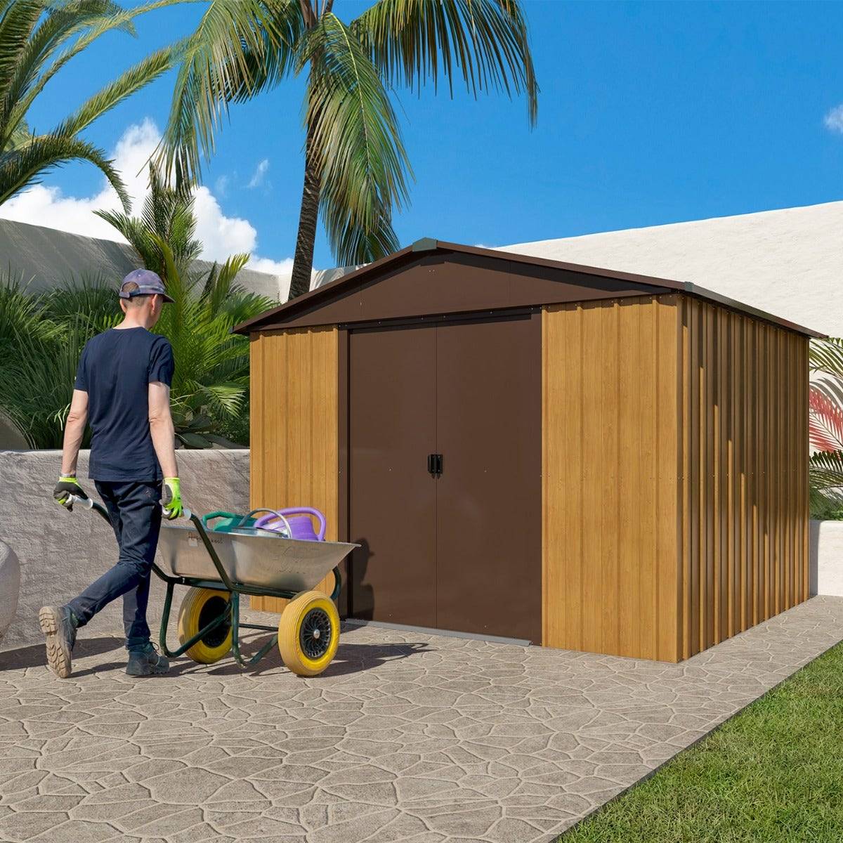 Trigano - Abri Métal 108WGY - S.H. T. 7,18 m² - H. 212cm - Marron bois Trigano - Imagen 4