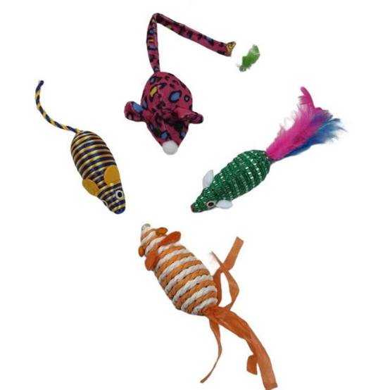 Un lot de 4 souris pour chat de formes et de couleurs différentes, aléatoire. - Image 1