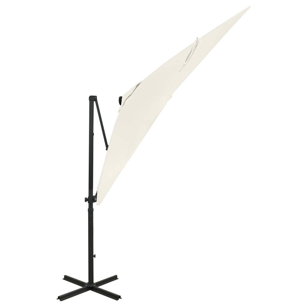 Helloshop26 - Parasol meuble de jardin déporté avec mât et lumières led 250 cm sable - Imagen 3