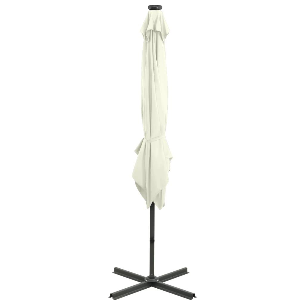 Helloshop26 - Parasol meuble de jardin déporté avec mât et lumières led 250 cm sable - Imagen 5