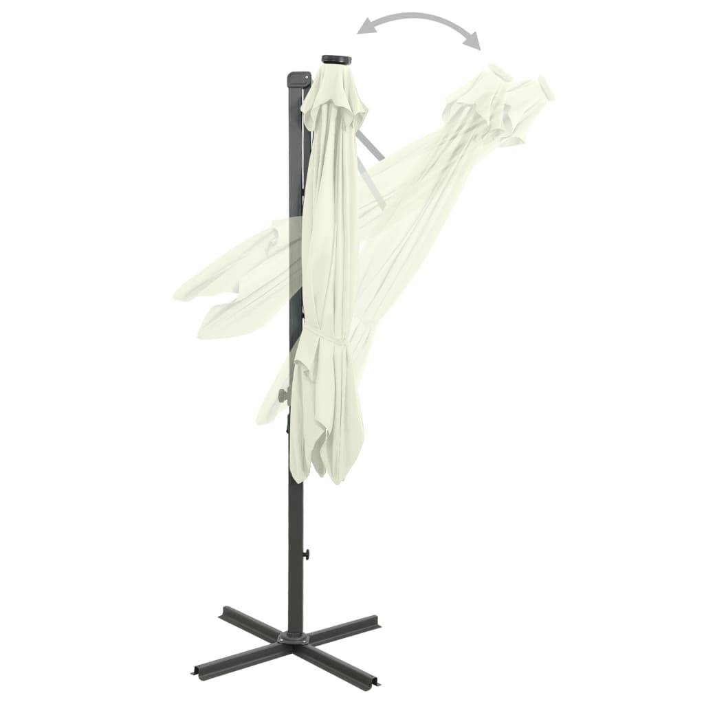 Helloshop26 - Parasol meuble de jardin déporté avec mât et lumières led 250 cm sable - Imagen 4