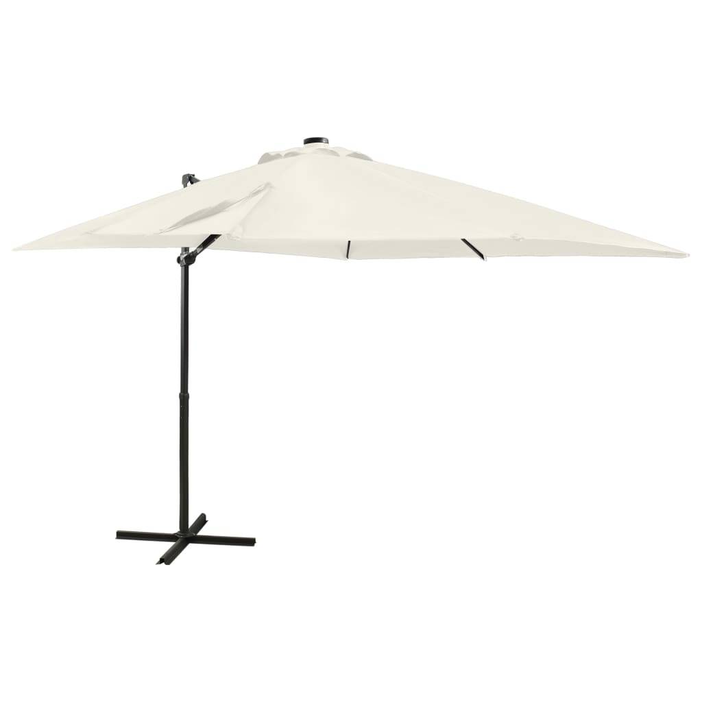 Helloshop26 - Parasol meuble de jardin déporté avec mât et lumières led 250 cm sable - Imagen 1