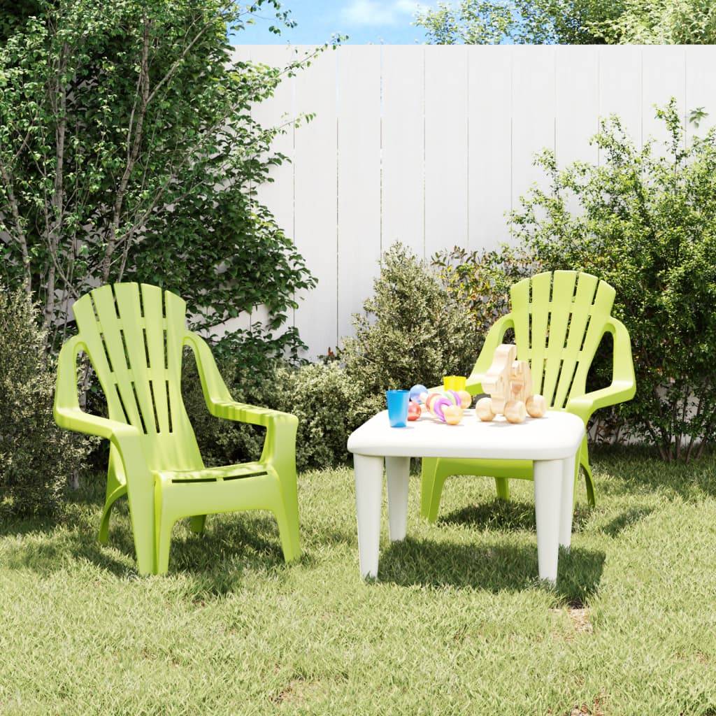 Lot de 2 Chaises de jardin pour enfants - Chaises d'extérieur - Fauteuils de jardin vert 37x34x44 cm PP - Image 2
