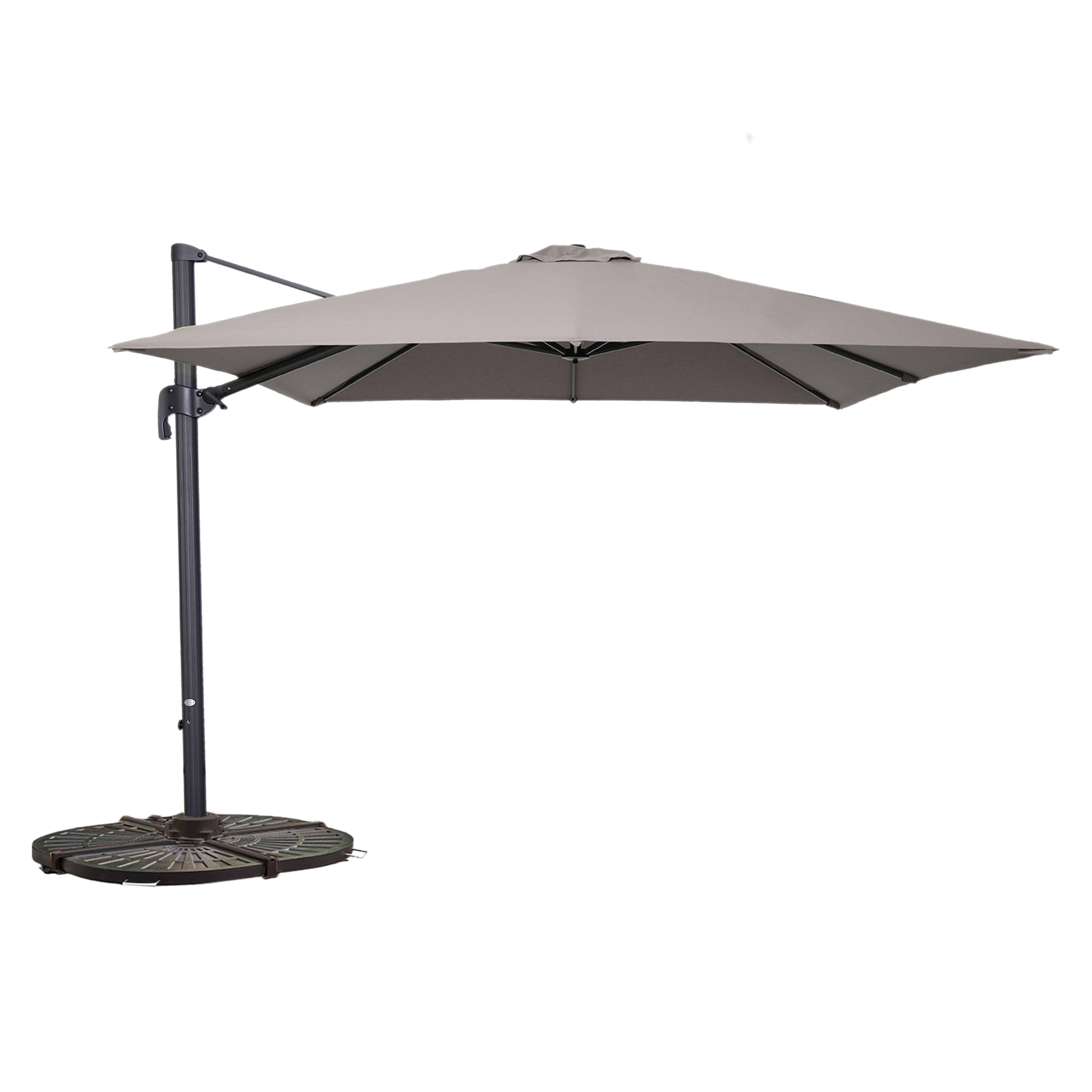 Oviala - Parasol déporté 3x3m inclinable et rotatif et 4 dalles lestées taupe Malaga - Oviala - Imagen 1
