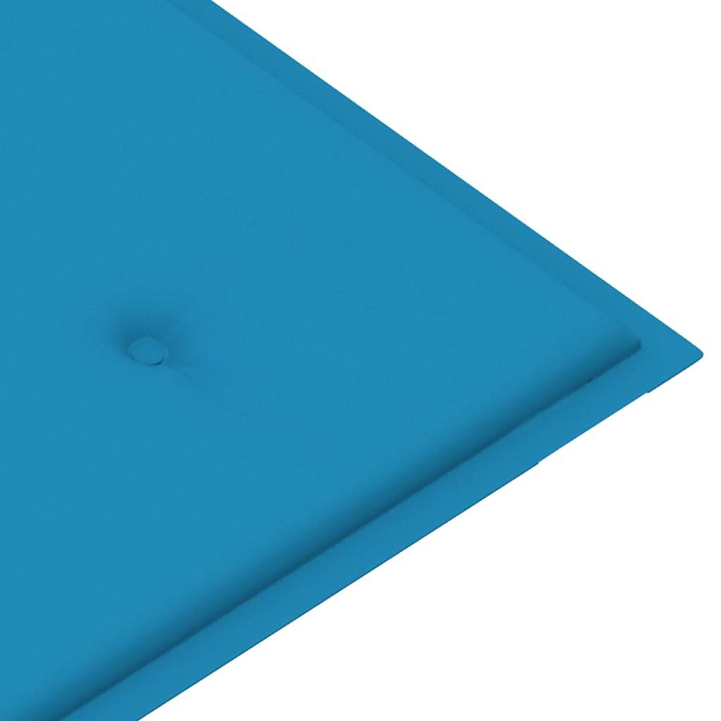 Helloshop26 - Banc de jardin meuble de patio d'extérieur terrasse avec coussin bleu 120 x 51,5 x 84 cm bois de teck massif - Imagen 7