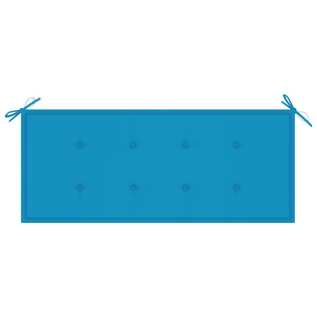 Helloshop26 - Banc de jardin meuble de patio d'extérieur terrasse avec coussin bleu 120 x 51,5 x 84 cm bois de teck massif - Imagen 6