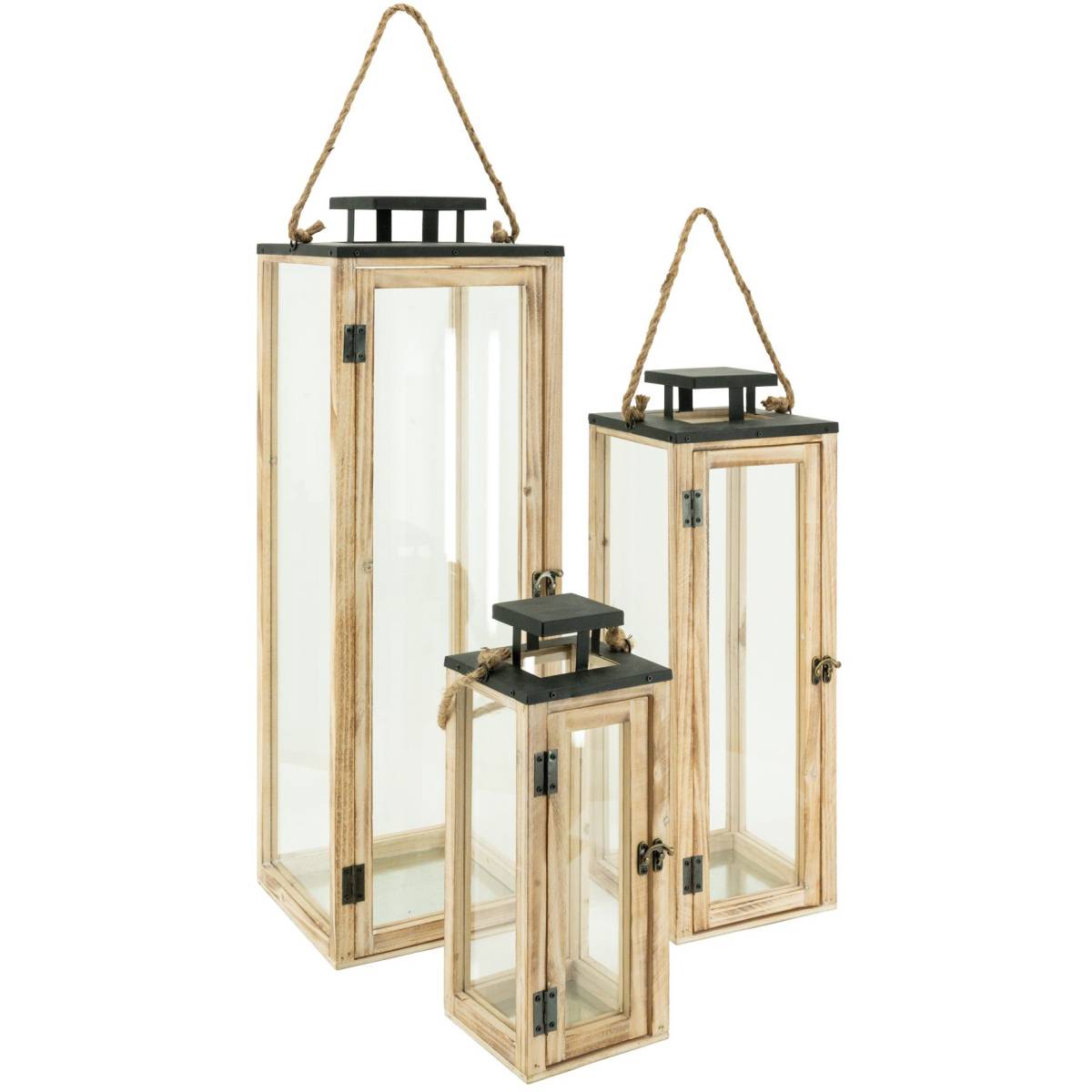 Aubry Gaspard - Lanternes en bois et métal (Lot de 3) - Imagen 1