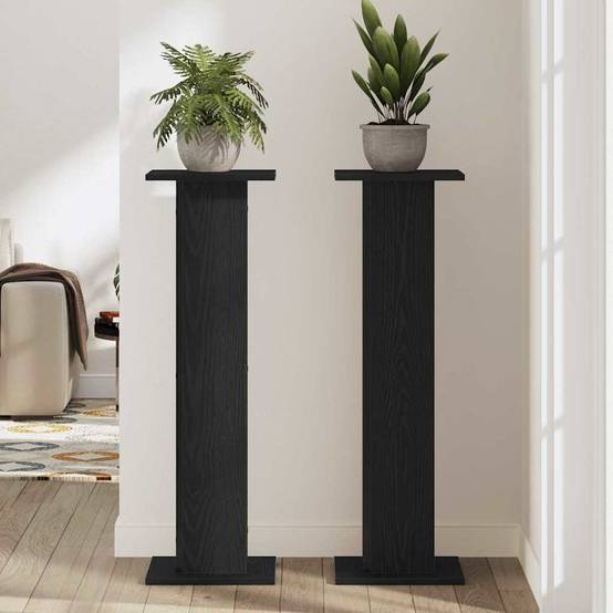 Lot de 2 Supports de Plante Colonne Bois Ingénierie Finition Mate pour Salon Intérieur Chêne Noir 95 cm – ComfortXL Outdoor Living - Image 4