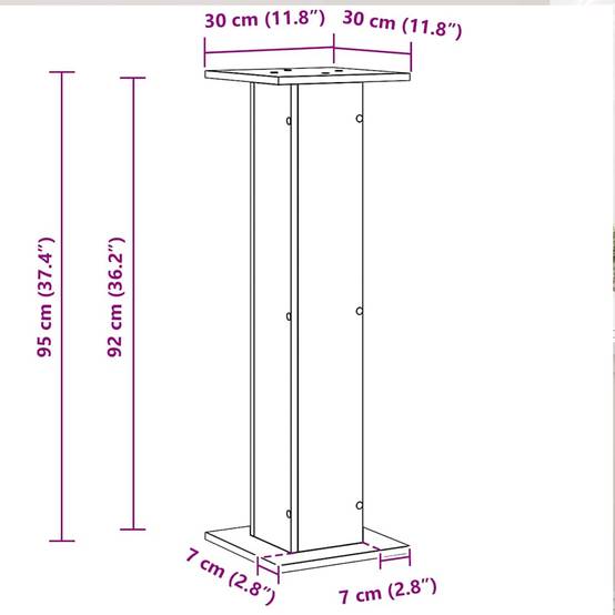 Lot de 2 Supports de Plante Colonne Bois Ingénierie Finition Mate pour Salon Intérieur Chêne Noir 95 cm – ComfortXL Outdoor Living - Image 7