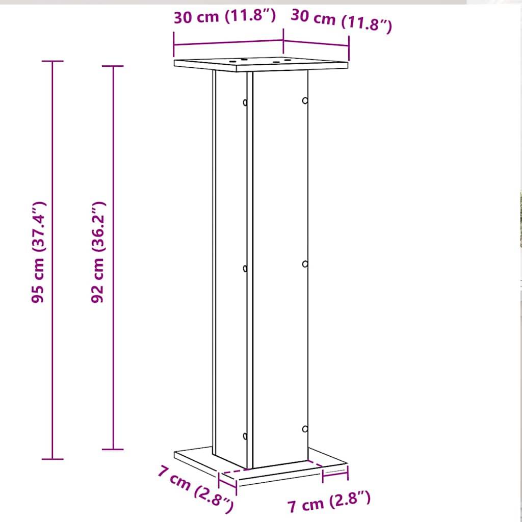 Lot de 2 Supports de Plante Colonne Bois Ingénierie Finition Mate pour Salon Intérieur Chêne Noir 95 cm – ComfortXL Outdoor Living - Image 7