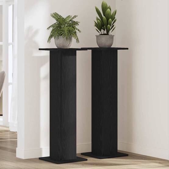 Lot de 2 Supports de Plante Colonne Bois Ingénierie Finition Mate pour Salon Intérieur Chêne Noir 95 cm – ComfortXL Outdoor Living - Image 1