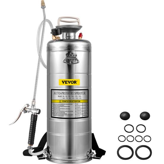 VEVOR Pulvérisateur jardin inox 12L. Brumisateur pour plantes et nettoyage. Usage domestique et industriel. - Image 1