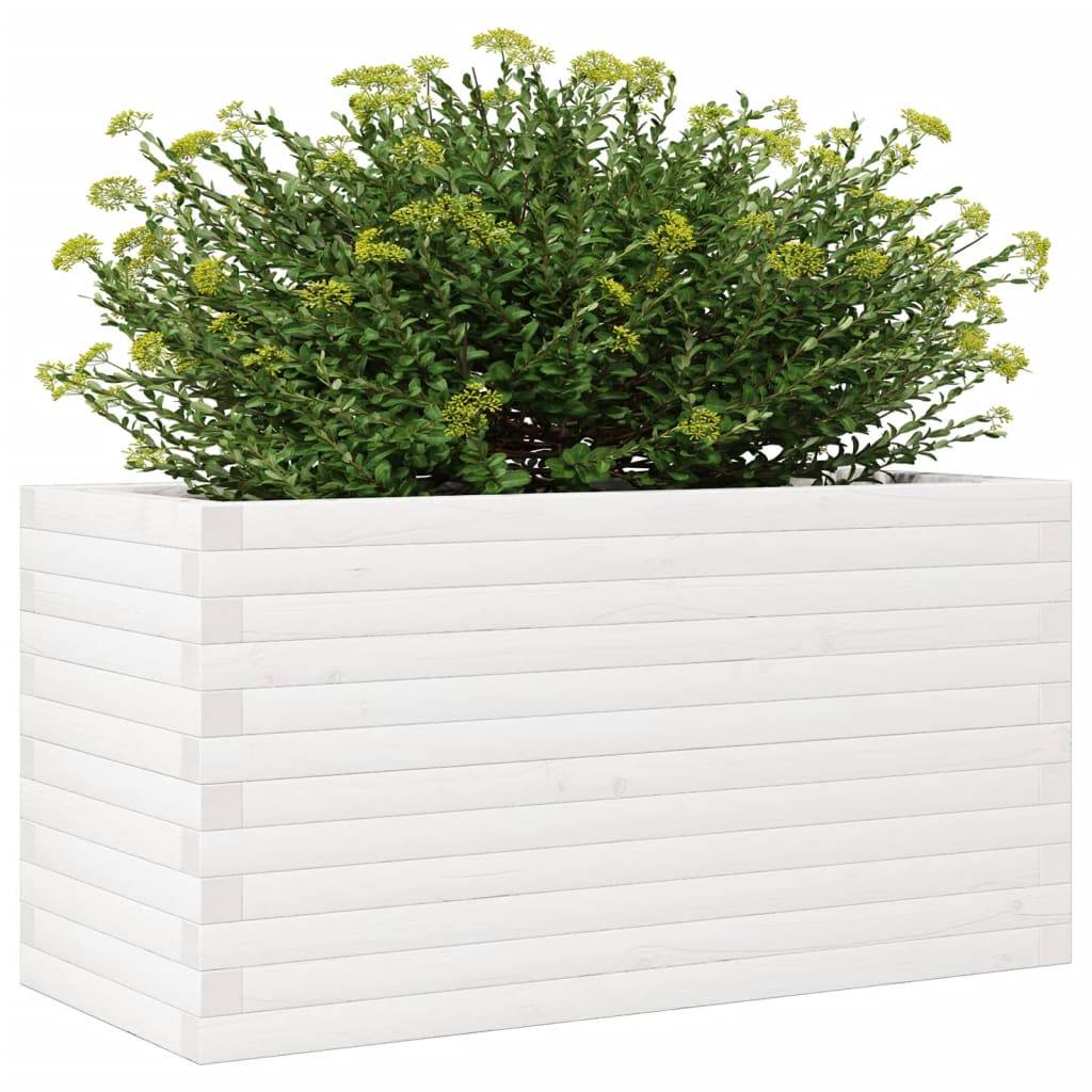 Maison Chic - Jardinière, Bac à fleurs, Pot de fleurs blanc 90x40x46 cm bois de pin massif - Imagen 4