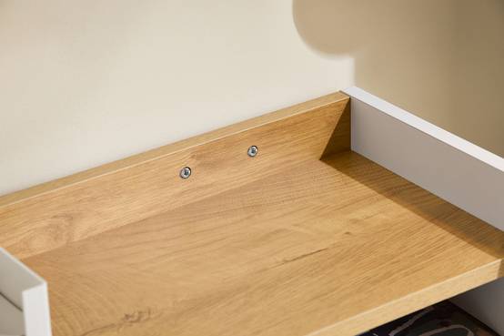 SoBuy Bureau Compact Multifonctionnel avec 2 Tiroirs et Étagères, Bureau de Gaming et Rangement, Blanc Naturel 63x67x93 cm FWT109-WN - Image 8