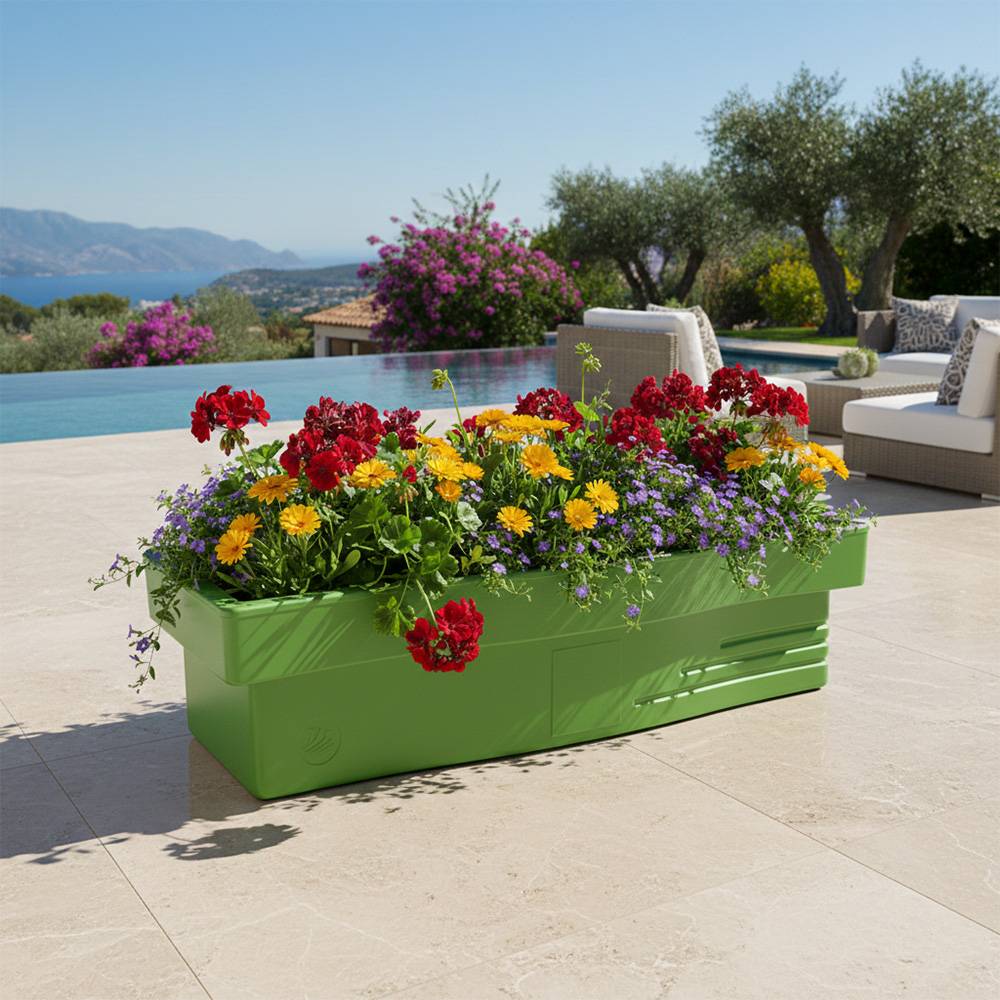 Jardinière design effet pierre 70l avec réserve d'eau-plast'up rotomoulage - Image 2