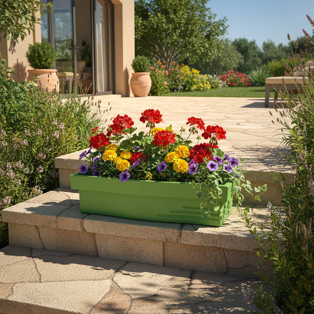 Jardinière design effet pierre 70l avec réserve d'eau-plast'up rotomoulage - Image 4