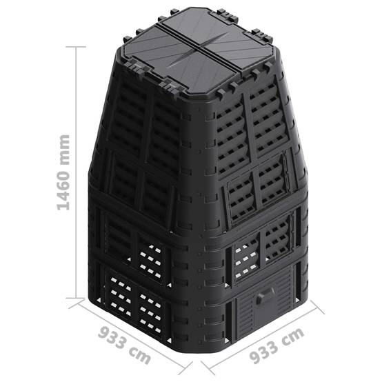 Composteur de jardin plastique noir 93.3 x 93.3 x 146 cm - PANGIVO - Image 10