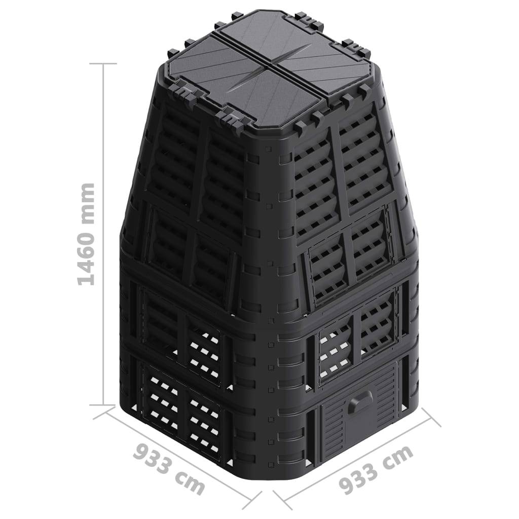 Composteur de jardin plastique noir 93.3 x 93.3 x 146 cm - PANGIVO - Image 10