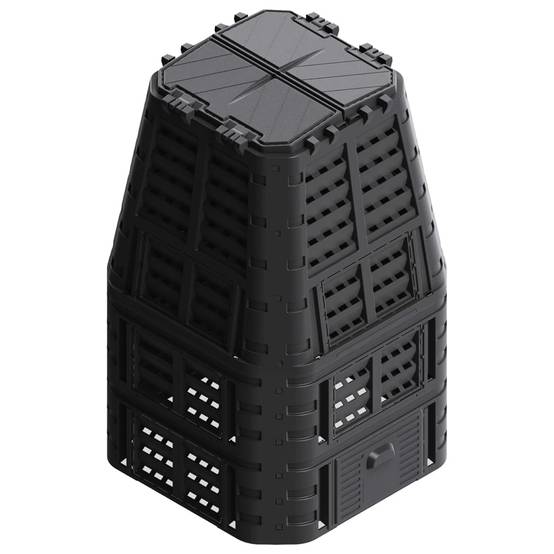 Composteur de jardin plastique noir 93.3 x 93.3 x 146 cm - PANGIVO - Image 2