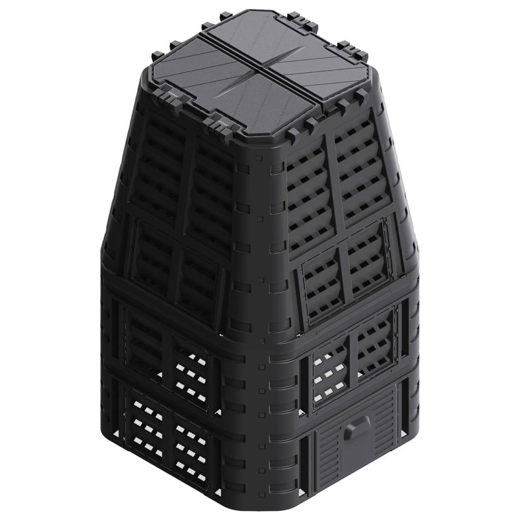 Composteur de jardin plastique noir 93.3 x 93.3 x 146 cm - PANGIVO - Image 2