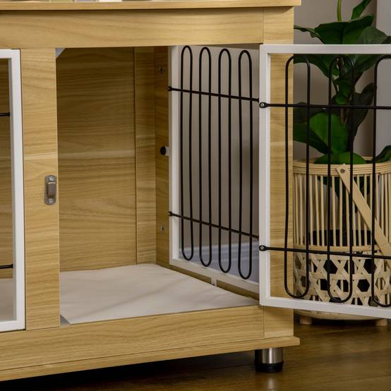 Cabane pour chien avec plateau, bois, chêne, 90 x 58 x 65 cm - PANGIVO - Image 8