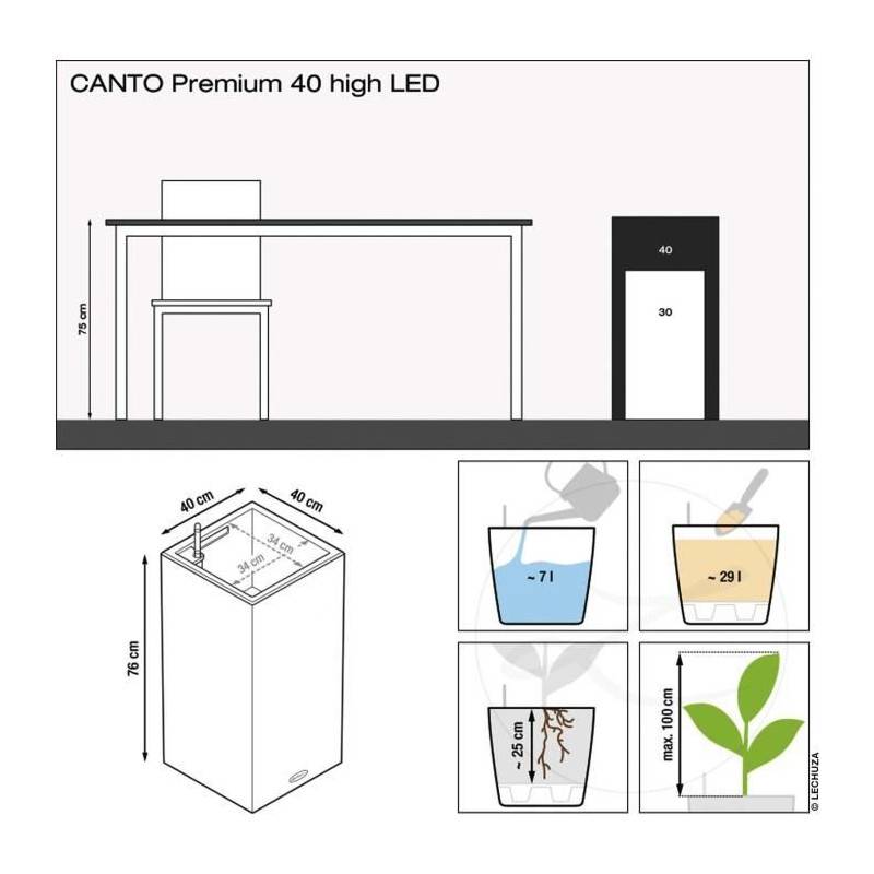 Lechuza - Pot De Fleur Lechuza Canto Premium Colonne 40 - Kit Complet Led, Argent Métallisé - Imagen 3