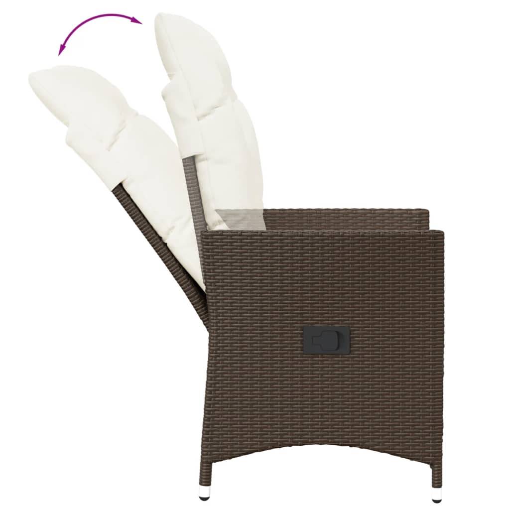 Chaise de jardin inclinable - Chaise d'extérieur - Fauteuil d'extérieur avec coussins marron résine tressée - MEUBLE PRO ny628 - Image 7