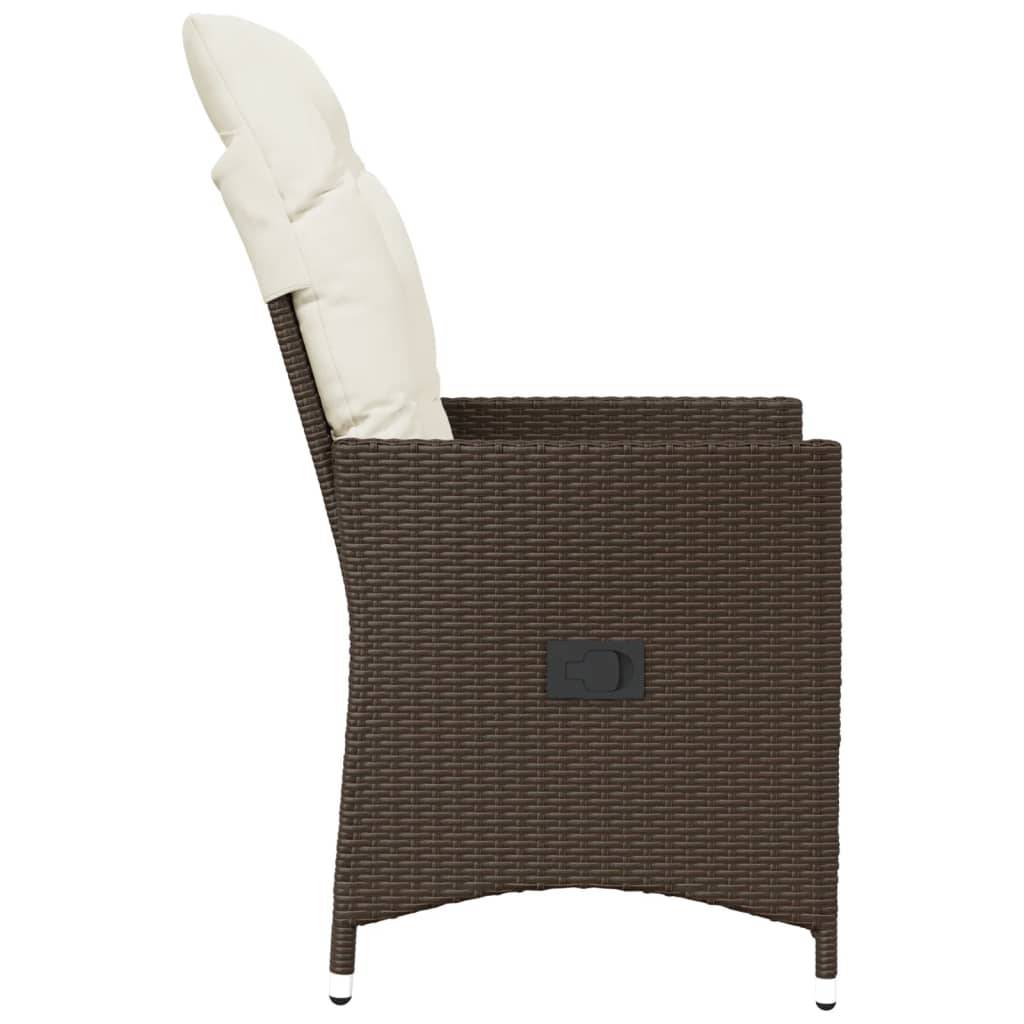 Chaise de jardin inclinable - Chaise d'extérieur - Fauteuil d'extérieur avec coussins marron résine tressée - MEUBLE PRO ny628 - Image 5